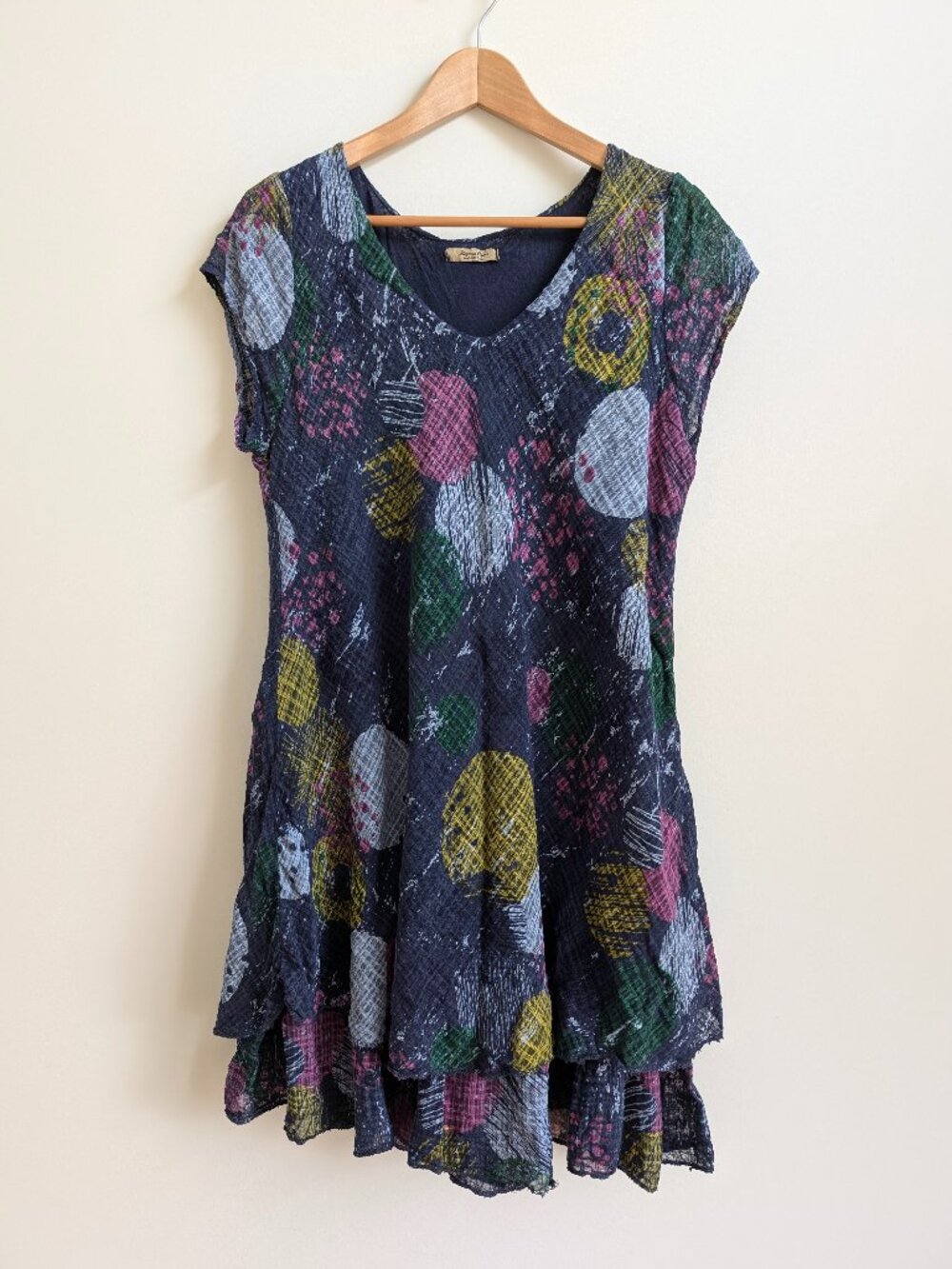 Beyond Capri made in Italy 100% cotton dark blue gauze dress OS approx Large